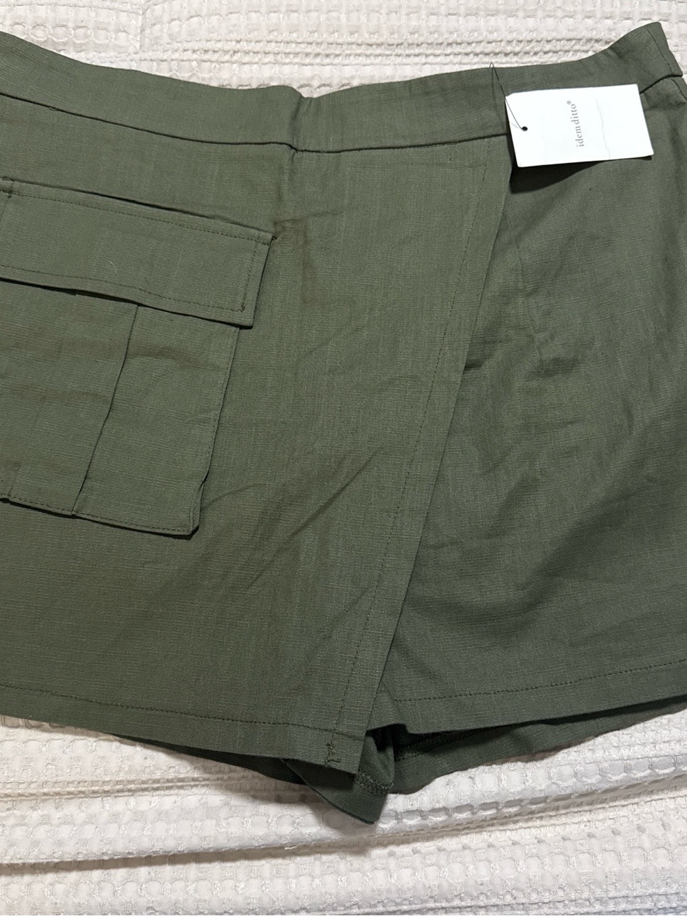 Olive Green Cargo-Look Shorts